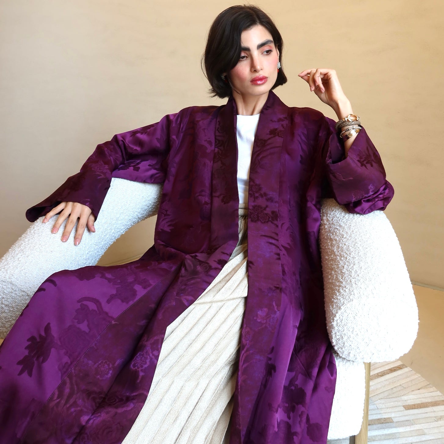 Jacquard Silk Abaya