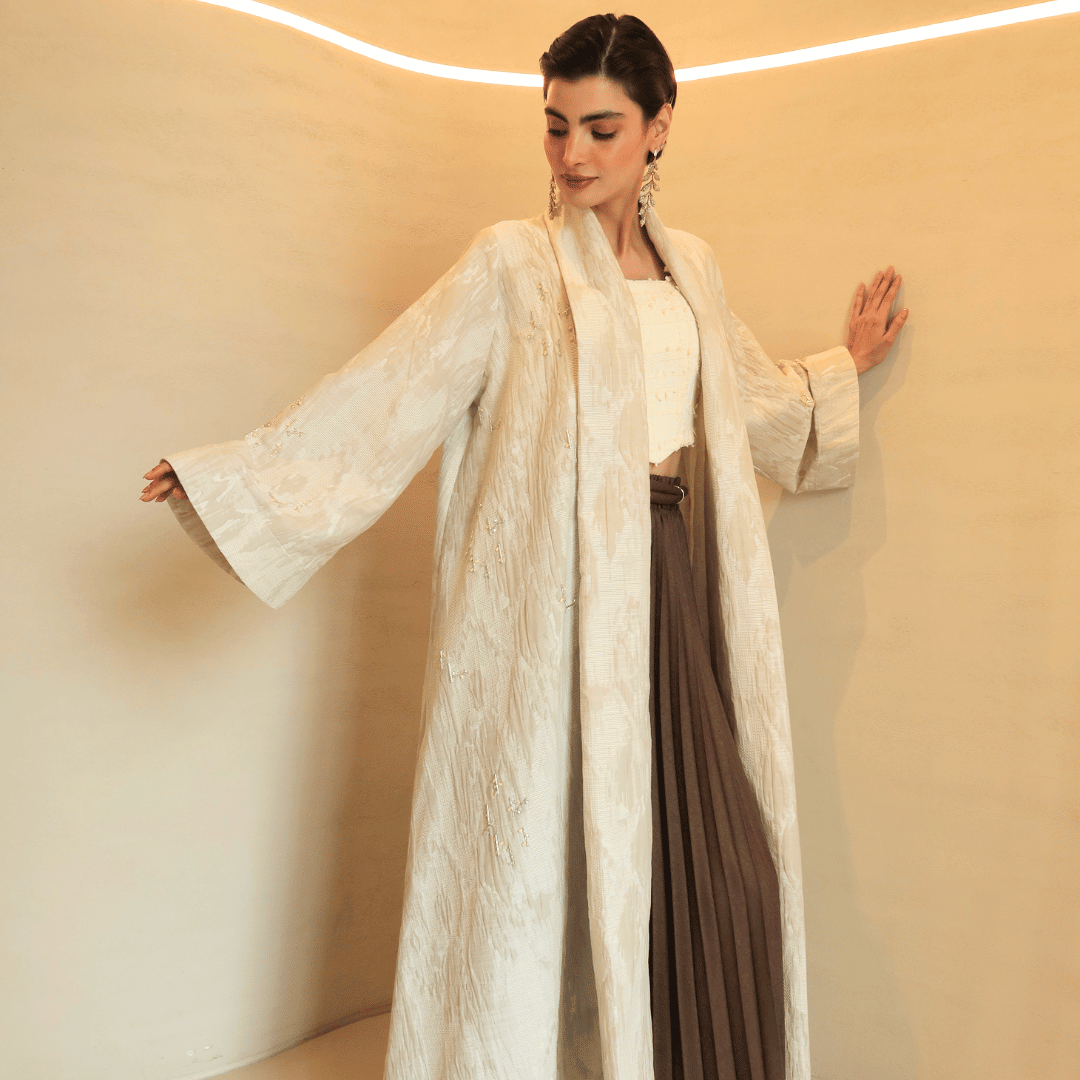 Stone Jacquard Abaya